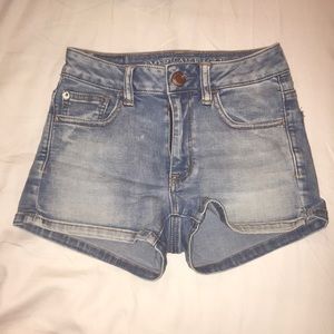 American Eagle high-rise shortie jean shorts